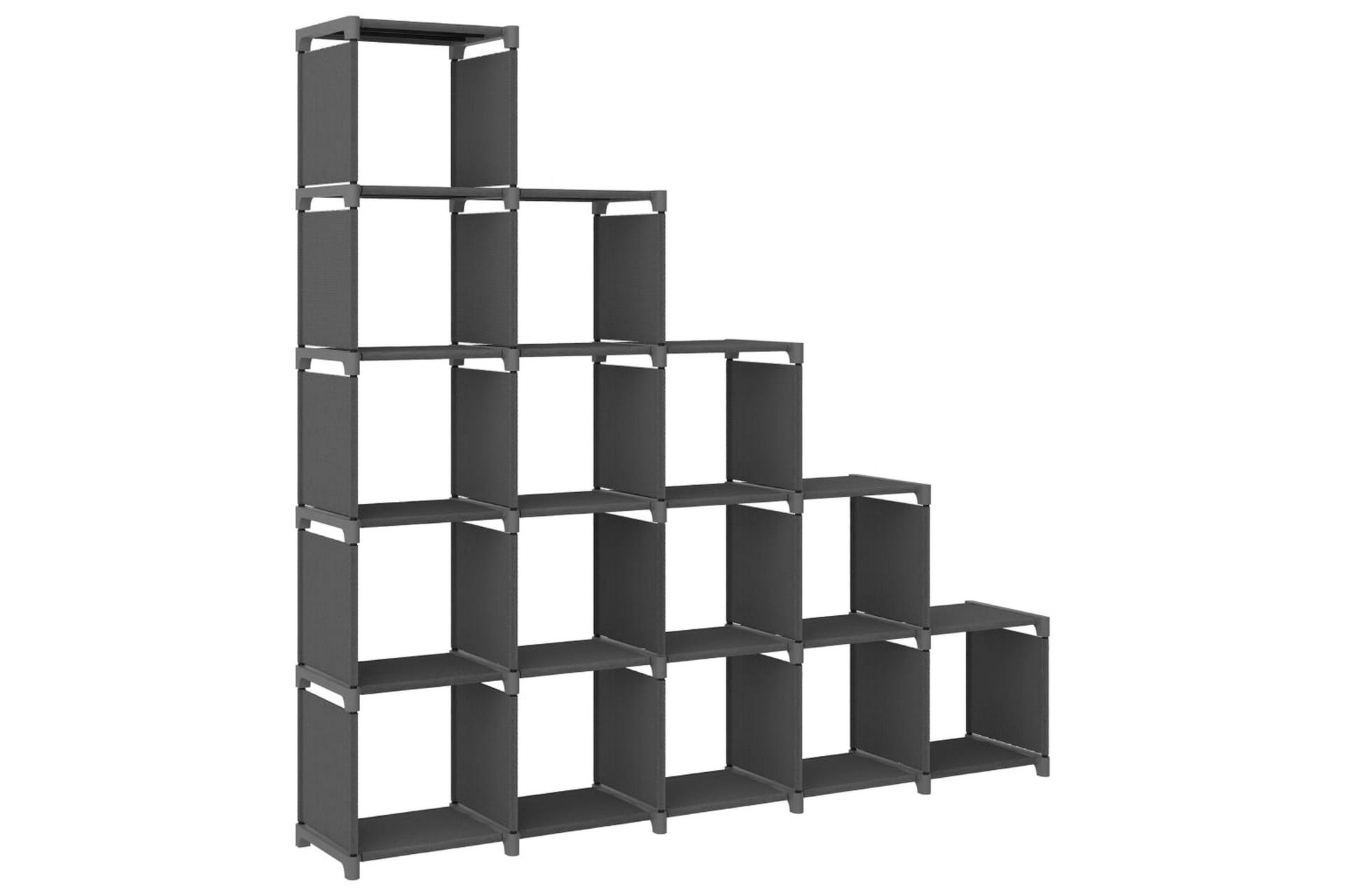 Displayhylle med 15 kuber grå 103x30x175,5 cm stoff - Grå - Oppbevaring - Hyller - Hyllesystem