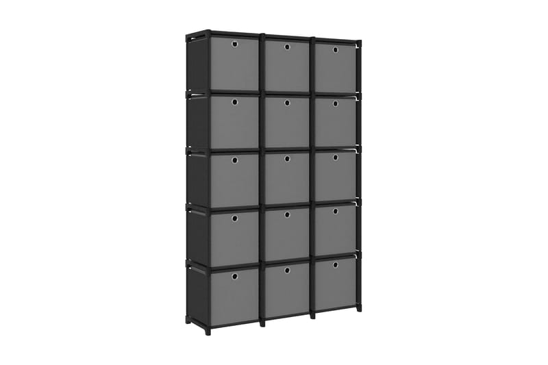 Displayhylle med 15 kuber og bokser svart 103x30x175,5 cm - Svart - Oppbevaring - Hyller - Hyllesystem
