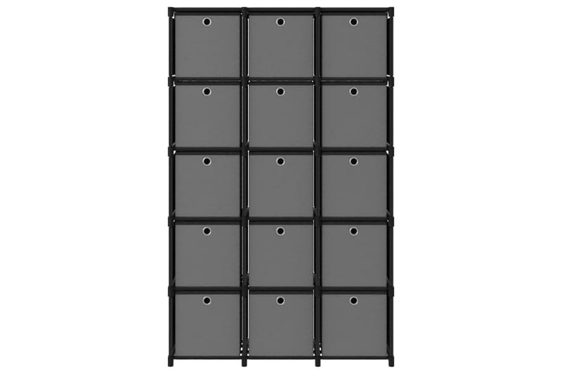 Displayhylle med 15 kuber og bokser svart 103x30x175,5 cm - Svart - Oppbevaring - Hyller - Hyllesystem