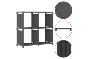 Displayhylle med 4 kuber grå 69x30x72,5 cm stoff - Grå - Oppbevaring - Hyller - Hyllesystem