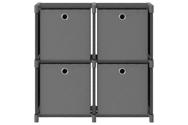 Displayhylle med 4 kuber og bokser grå 69x30x72,5 cm stoff - Grå - Oppbevaring - Hyller - Hyllesystem