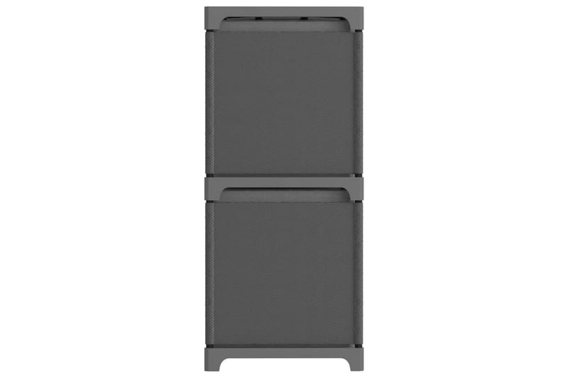 Displayhylle med 4 kuber og bokser grå 69x30x72,5 cm stoff - Grå - Oppbevaring - Hyller - Hyllesystem