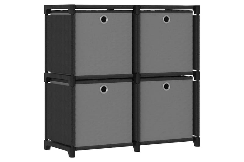 Displayhylle med 4 kuber og bokser svart 69x30x72,5 cm stoff - Svart - Oppbevaring - Hyller - Hyllesystem