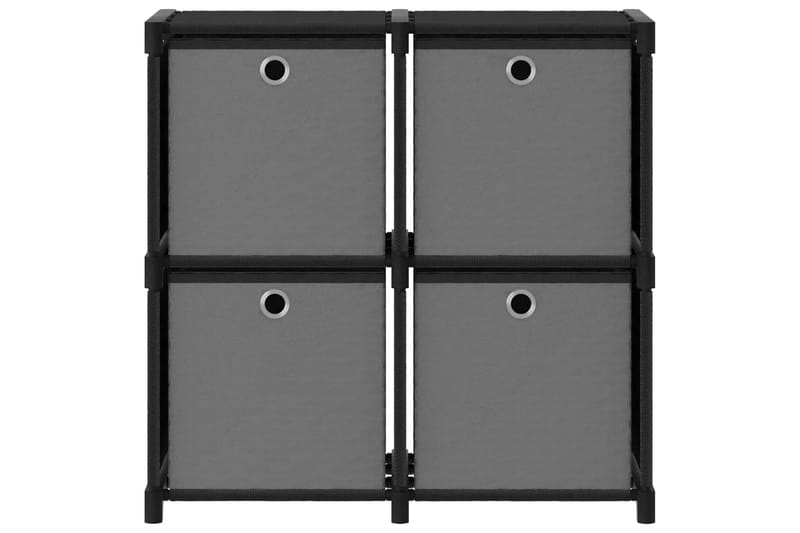 Displayhylle med 4 kuber og bokser svart 69x30x72,5 cm stoff - Svart - Oppbevaring - Hyller - Hyllesystem