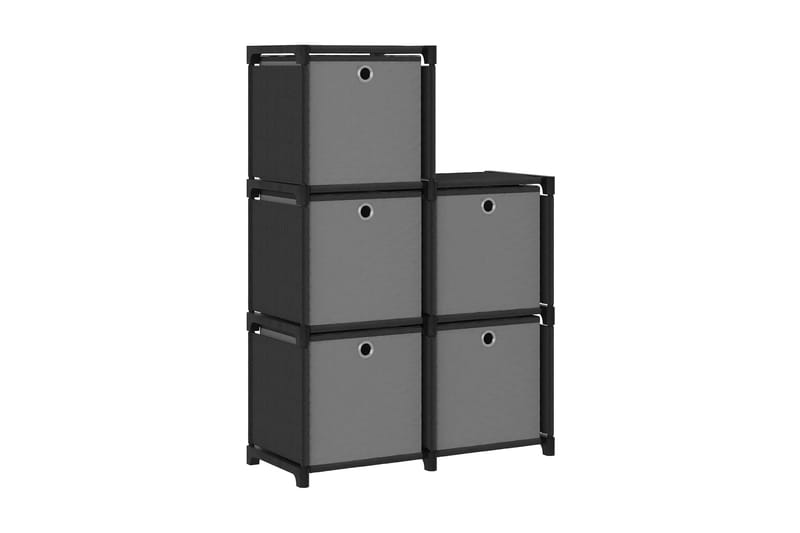 Displayhylle med 5 kuber og bokser svart 103x30x72,5cm stoff - Svart - Oppbevaring - Hyller - Hyllesystem