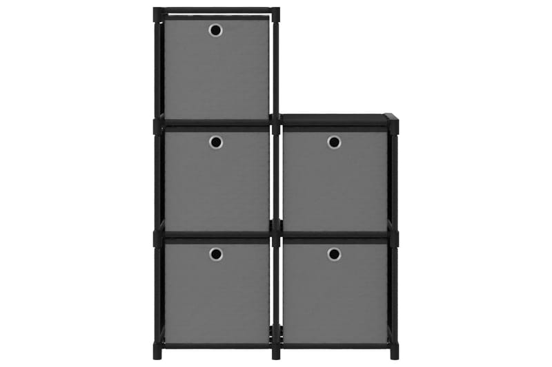 Displayhylle med 5 kuber og bokser svart 103x30x72,5cm stoff - Svart - Oppbevaring - Hyller - Hyllesystem