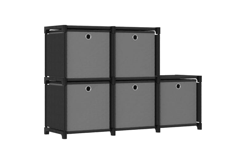 Displayhylle med 5 kuber og bokser svart 103x30x72,5cm stoff - Svart - Oppbevaring - Hyller - Hyllesystem
