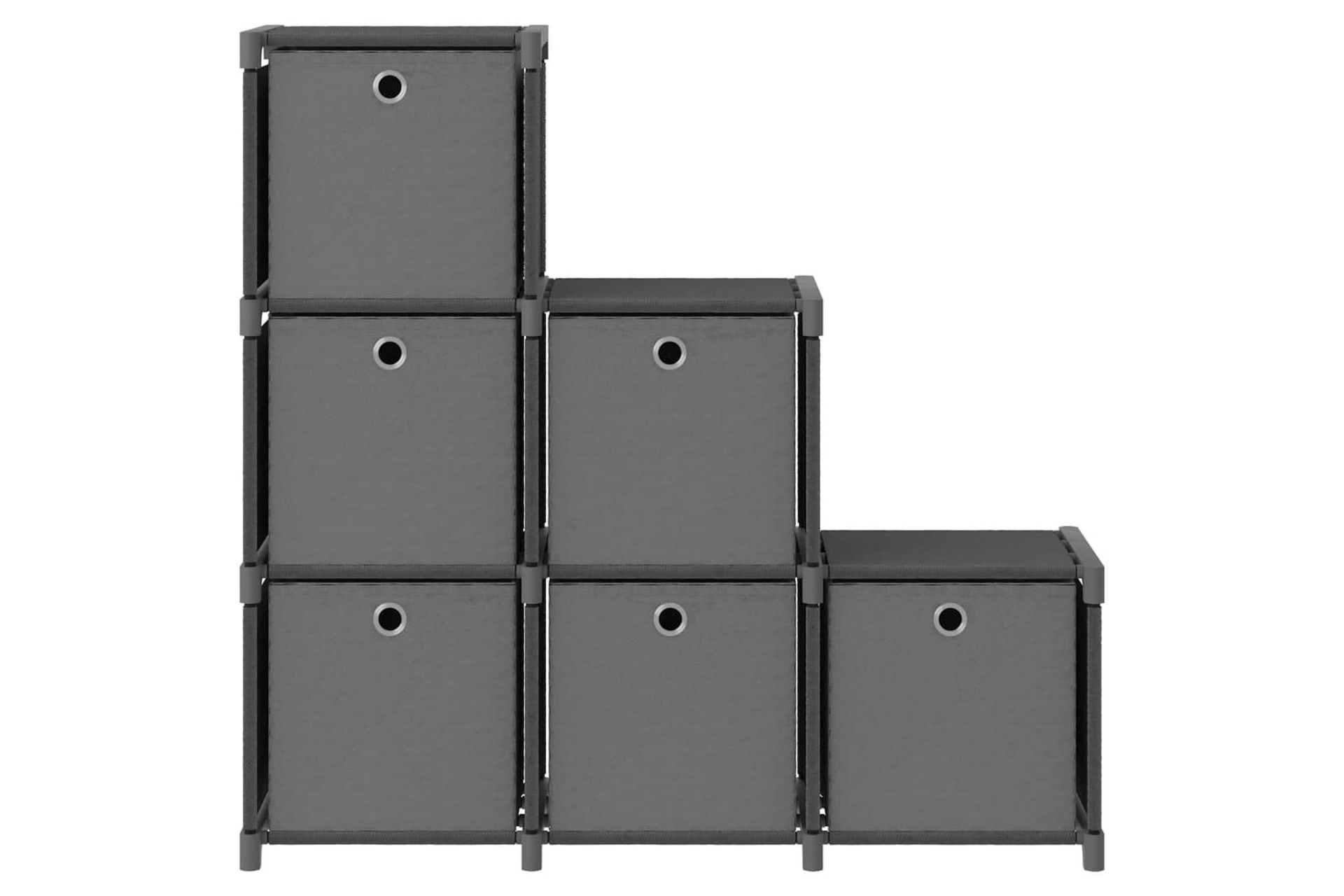Displayhylle med 6 kuber og bokser grå 103x30x72,5 cm stoff - Grå - Oppbevaring - Hyller - Hyllesystem