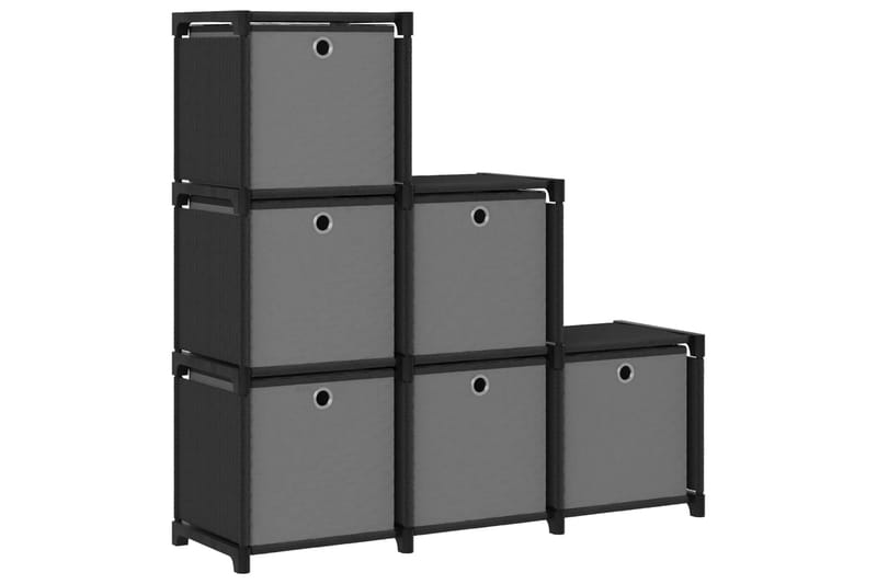 Displayhylle med 6 kuber og bokser svart 103x30x72,5cm stoff - Svart - Oppbevaring - Hyller - Hyllesystem