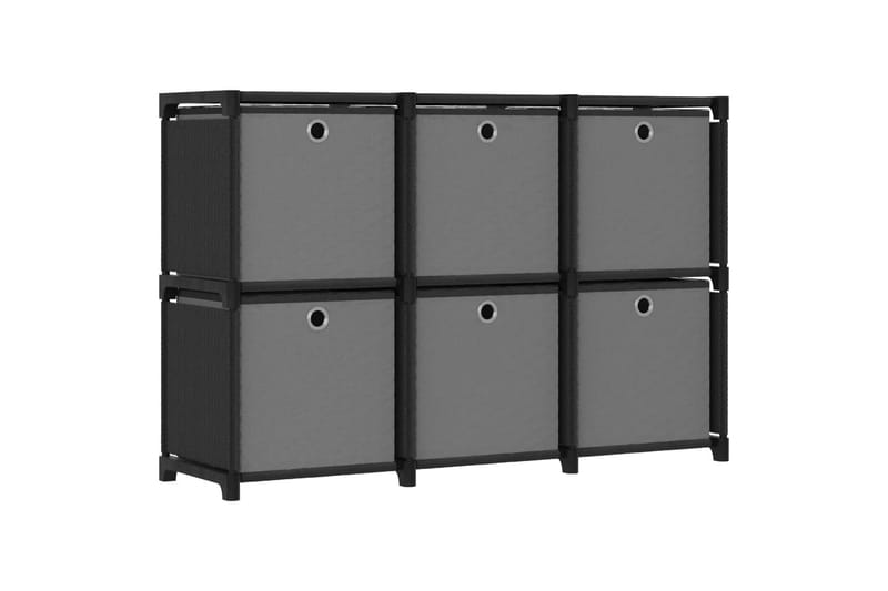 Displayhylle med 6 kuber og bokser svart 103x30x72,5cm stoff - Svart - Oppbevaring - Hyller - Hyllesystem