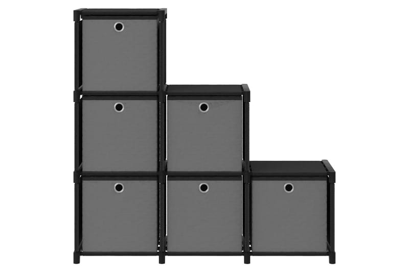 Displayhylle med 6 kuber og bokser svart 103x30x72,5cm stoff - Svart - Oppbevaring - Hyller - Hyllesystem
