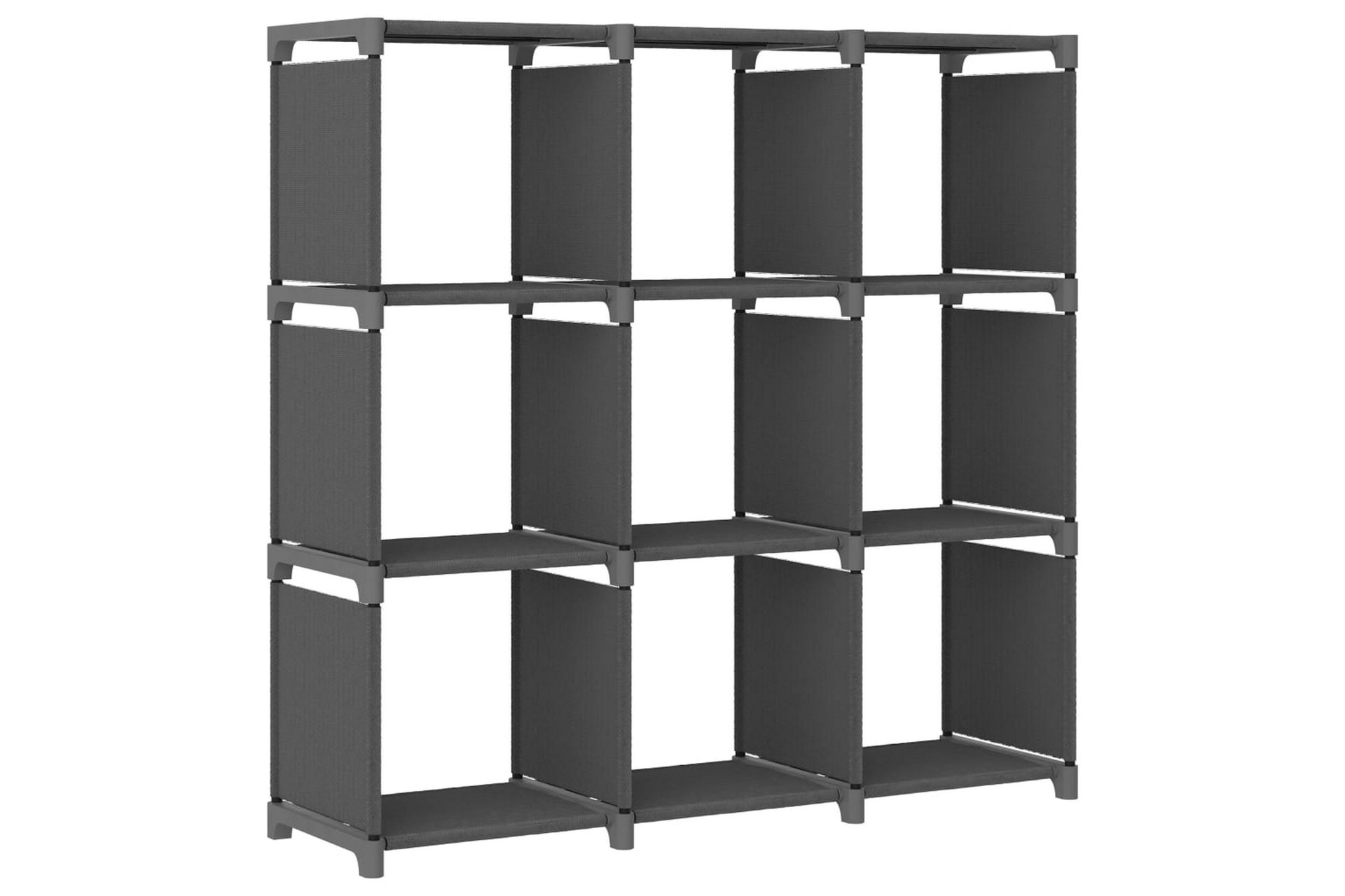 Displayhylle med 9 kuber grå 103x30x107,5 cm stoff - Grå - Oppbevaring - Hyller - Hyllesystem