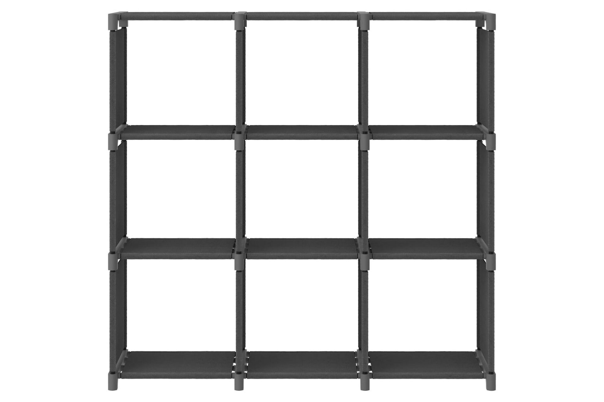 Displayhylle med 9 kuber grå 103x30x107,5 cm stoff - Grå - Oppbevaring - Hyller - Hyllesystem