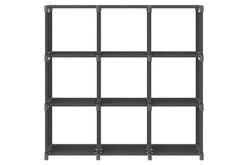 Displayhylle med 9 kuber grå 103x30x107,5 cm stoff - Grå - Oppbevaring - Hyller - Hyllesystem