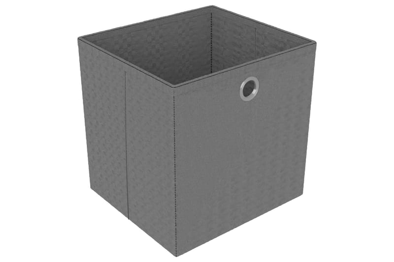 Displayhylle med 9 kuber og bokser grå 103x30x107,5 cm stoff - Grå - Hyllesystem