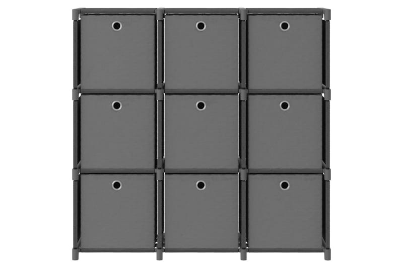 Displayhylle med 9 kuber og bokser grå 103x30x107,5 cm stoff - Grå - Oppbevaring - Hyller - Hyllesystem