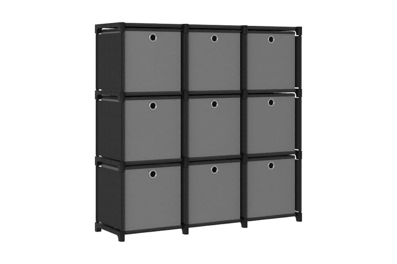Displayhylle med 9 kuber og bokser svart 103x30x107,5cm - Svart - Oppbevaring - Hyller - Hyllesystem