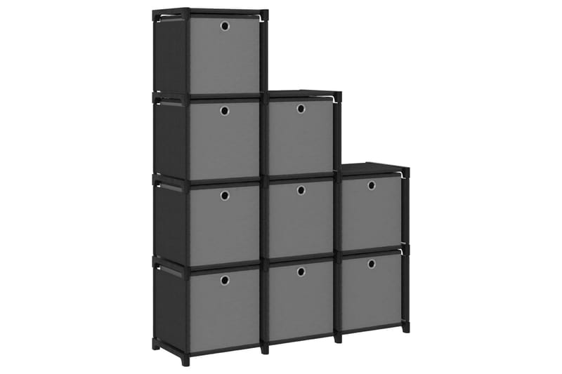 Displayhylle med 9 kuber og bokser svart 103x30x107,5cm - Svart - Oppbevaring - Hyller - Hyllesystem