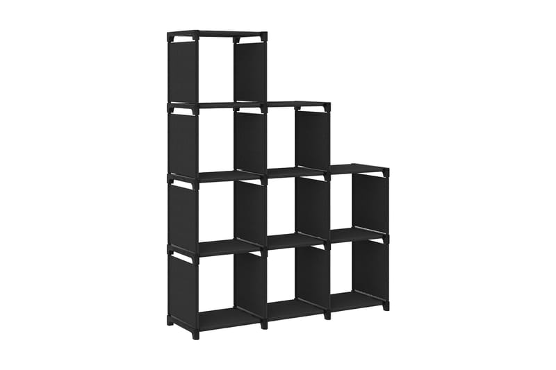 Displayhylle med 9 kuber svart 103x30x107,5 cm stoff - Svart - Oppbevaring - Hyller - Hyllesystem