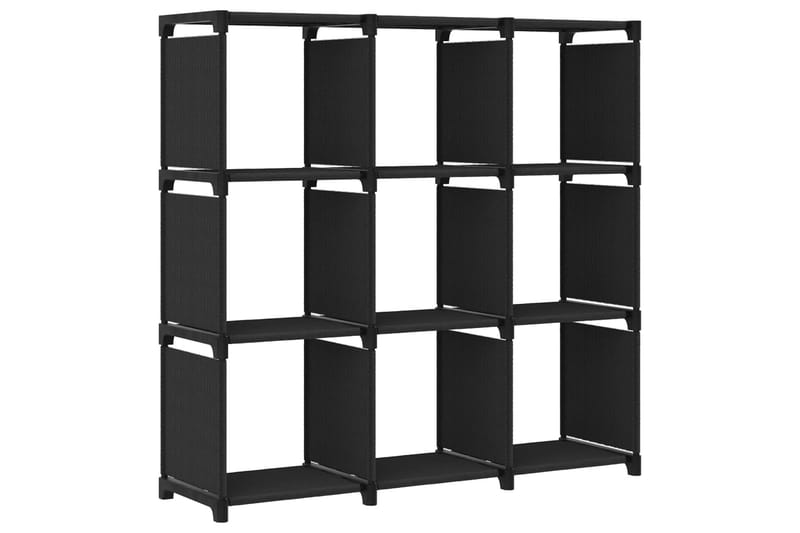 Displayhylle med 9 kuber svart 103x30x107,5 cm stoff - Svart - Oppbevaring - Hyller - Hyllesystem