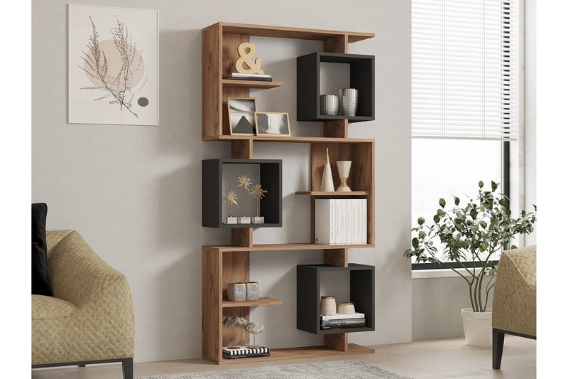 Icardi Bokhylle 90 cm, Brun/Antrasitt