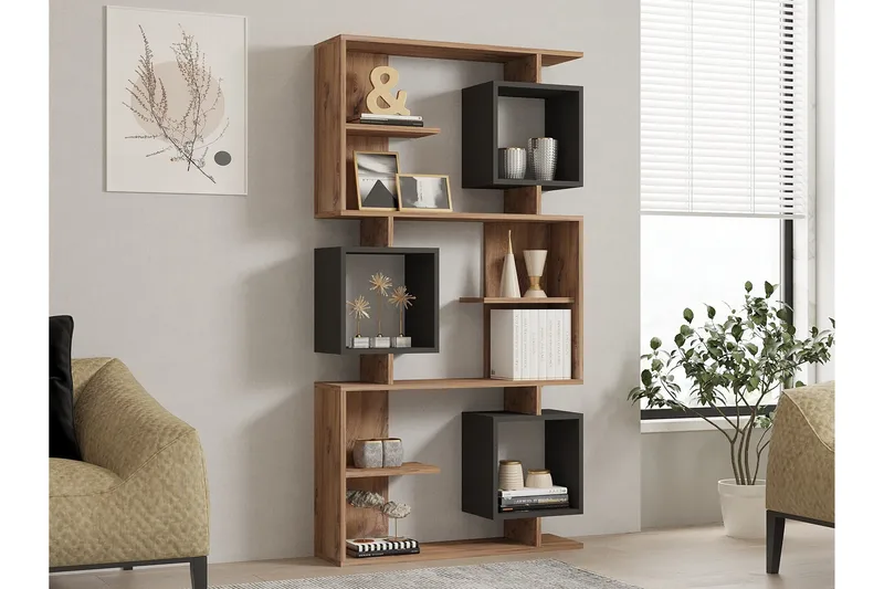 Icardi Bokhylle 90 cm, Brun/Antrasitt