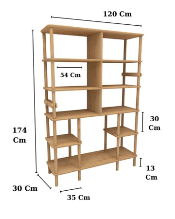 Icterina Bokhylle 120x174 cm - Eik - Oppbevaring - Hyller - Bokhylle