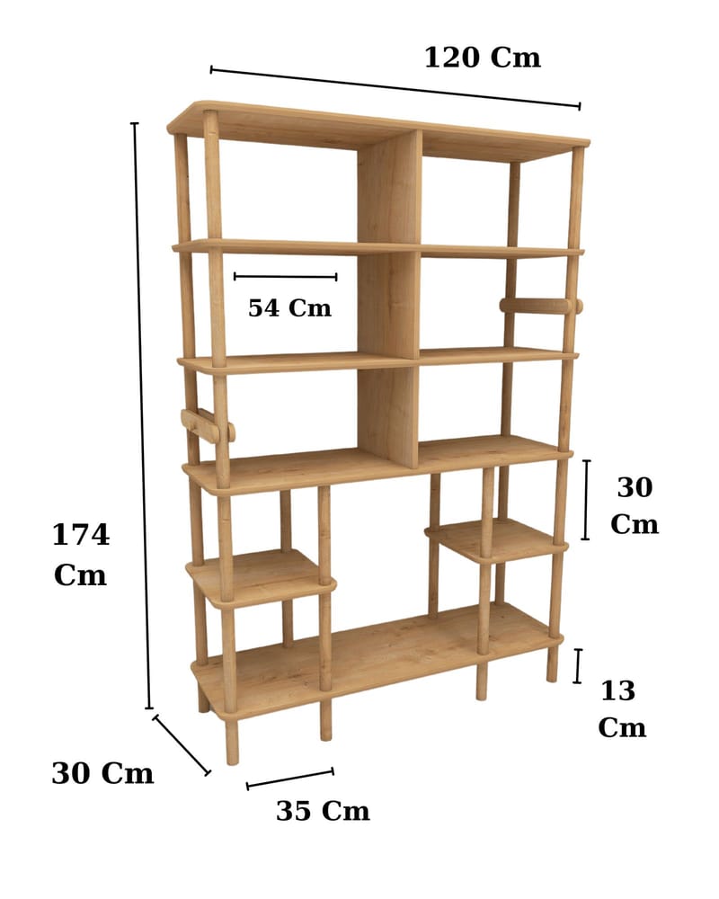 Icterina Bokhylle 120x174 cm - Eik - Oppbevaring - Hyller - Bokhylle
