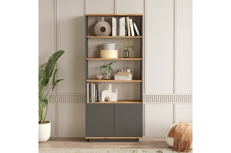 Jaivind Bokhylle 75 cm - Brun/Antrasitt - Oppbevaring - Hyller - Bokhylle