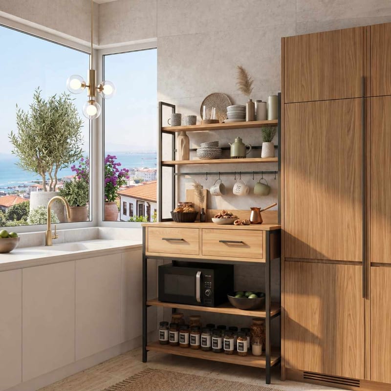 Kjøkkenhylle Hanah Home Frame (82 x 169 x 39 cm) Atlantic Pine - Atlantic Pine - Oppbevaring - Hyller - Hylleplan & hyllekonsoll