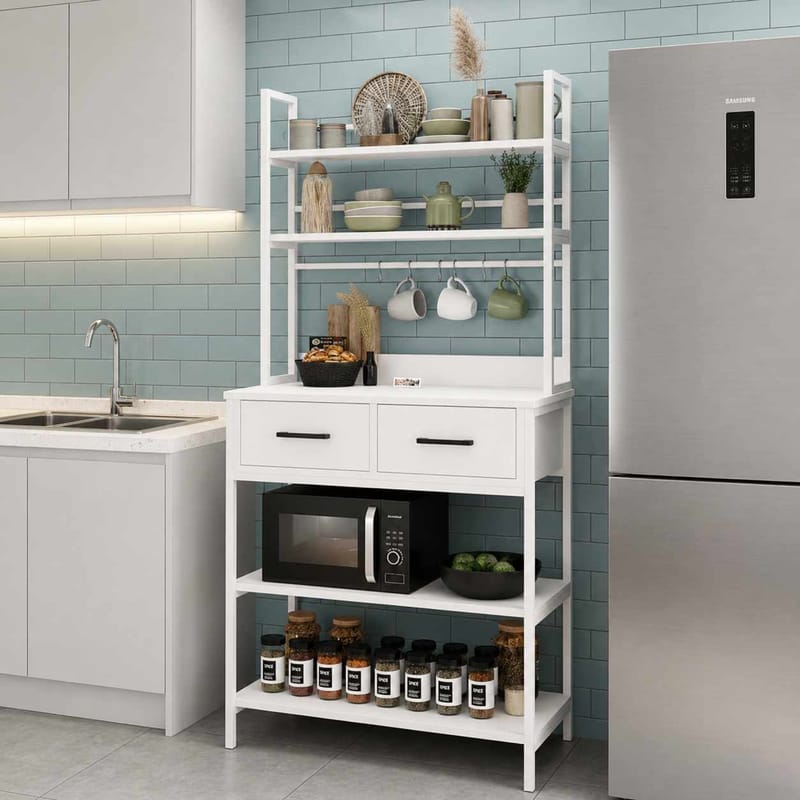Kjøkkenhylle Hanah Home Frame (82 x 169 x 39 cm) Hvit - Hvit - Oppbevaring - Hyller - Hylleplan & hyllekonsoll