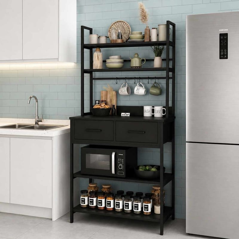 Kjøkkenhylle Hanah Home Frame (82 x 169 x 39 cm) Svart - Svart - Oppbevaring - Hyller - Hylleplan & hyllekonsoll