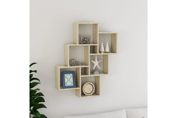 Kubeformet vegghylle sonoma eik 78x15x93 cm sponplate - Brun - Oppbevaring - Hyller - Vegghylle