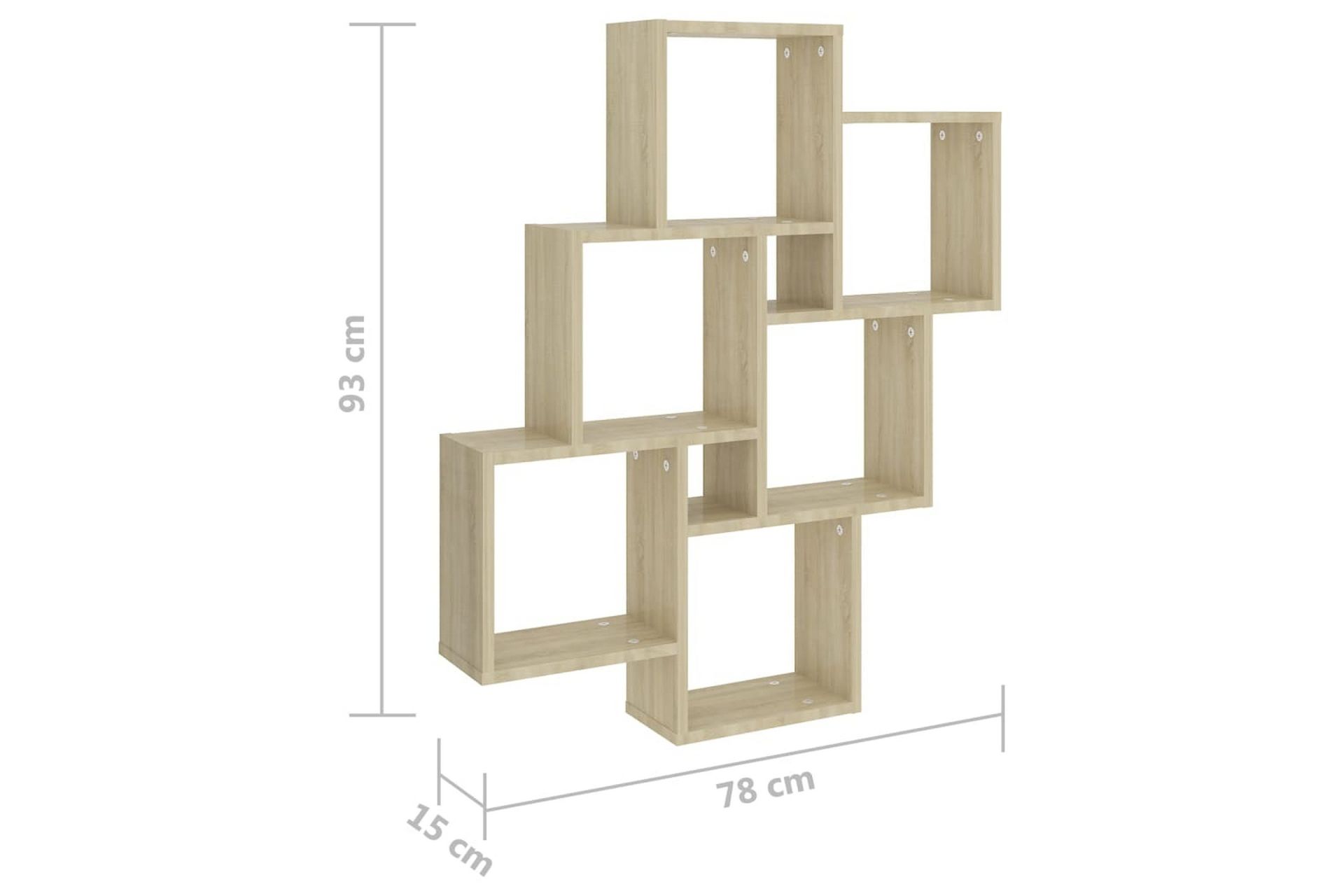 Kubeformet vegghylle sonoma eik 78x15x93 cm sponplate - Brun - Oppbevaring - Hyller - Vegghylle