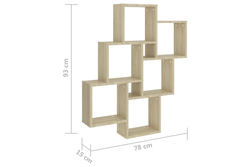 Kubeformet vegghylle sonoma eik 78x15x93 cm sponplate - Brun - Vegghylle