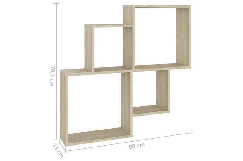 Kubeformet vegghylle sonoma eik 80x15x78,5 cm sponplate - Brun - Oppbevaring - Hyller - Vegghylle