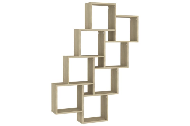Kubeformet vegghylle sonoma eik 90x15x119 cm sponplate - Brun - Oppbevaring - Hyller - Vegghylle