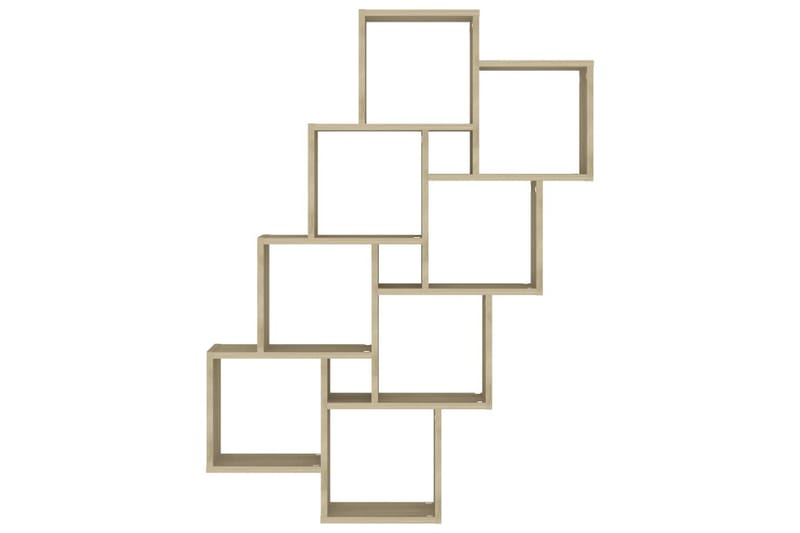 Kubeformet vegghylle sonoma eik 90x15x119 cm sponplate - Brun - Oppbevaring - Hyller - Vegghylle