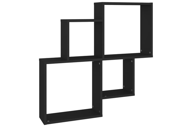 Kubeformet vegghylle svart 80x15x78,5 cm sponplate - Svart - Oppbevaring - Hyller - Vegghylle
