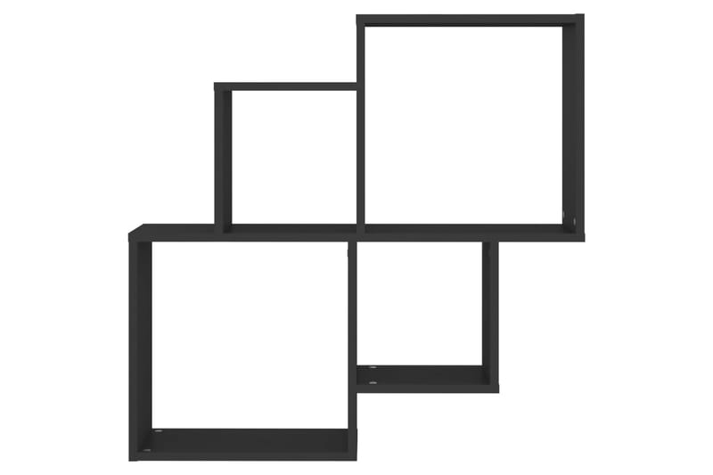 Kubeformet vegghylle svart 80x15x78,5 cm sponplate - Svart - Oppbevaring - Hyller - Vegghylle