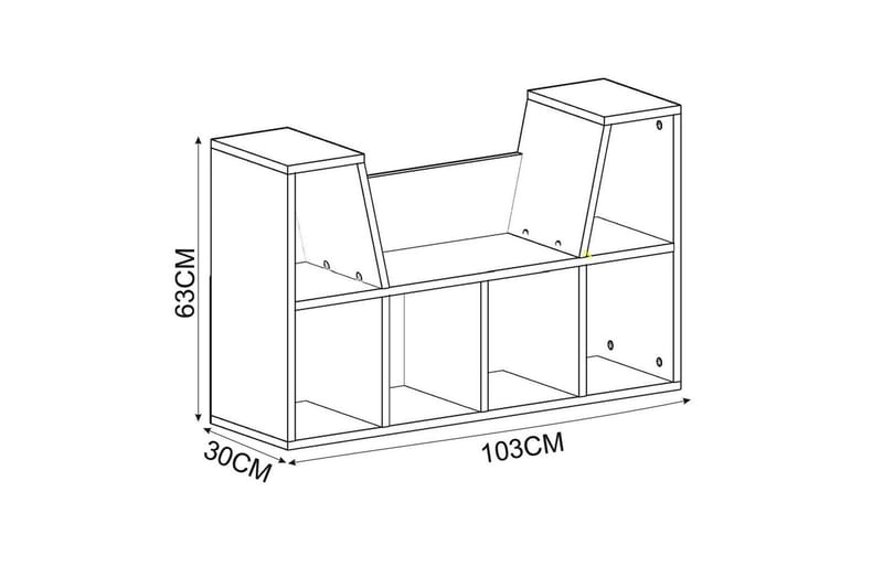 Kylen Bokhylle 103 cm - Hvit - Oppbevaring - Hyller - Bokhylle