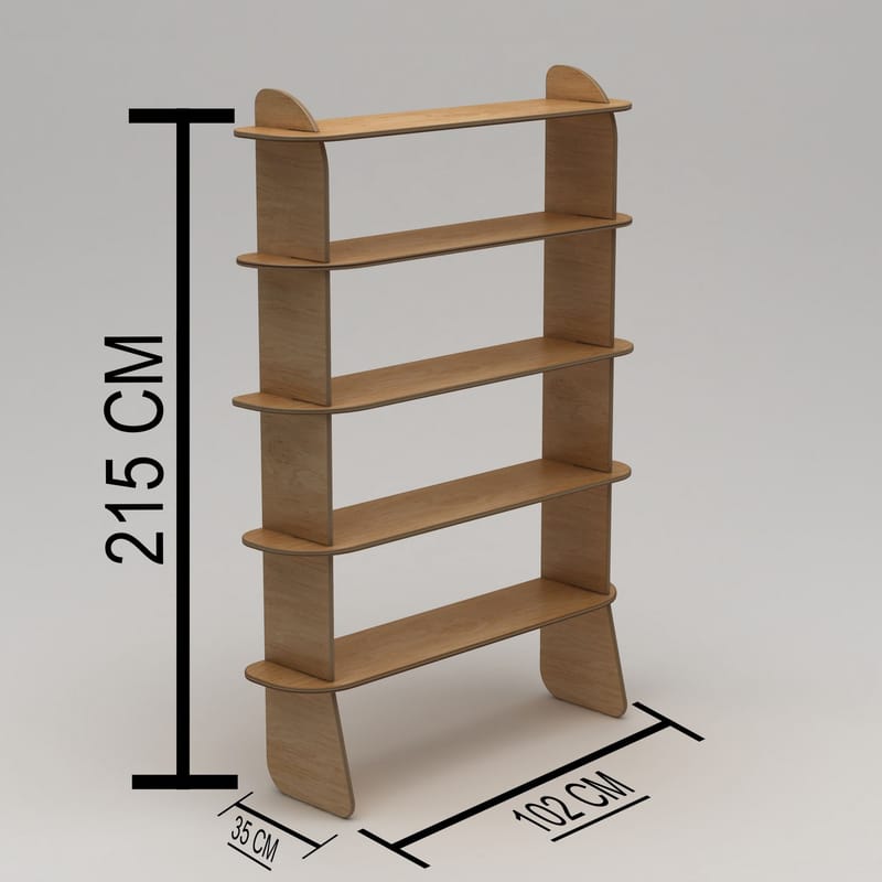 Ledina Bokhylle 150x160 cm - Naturlig tre - Oppbevaring - Hyller - Bokhylle
