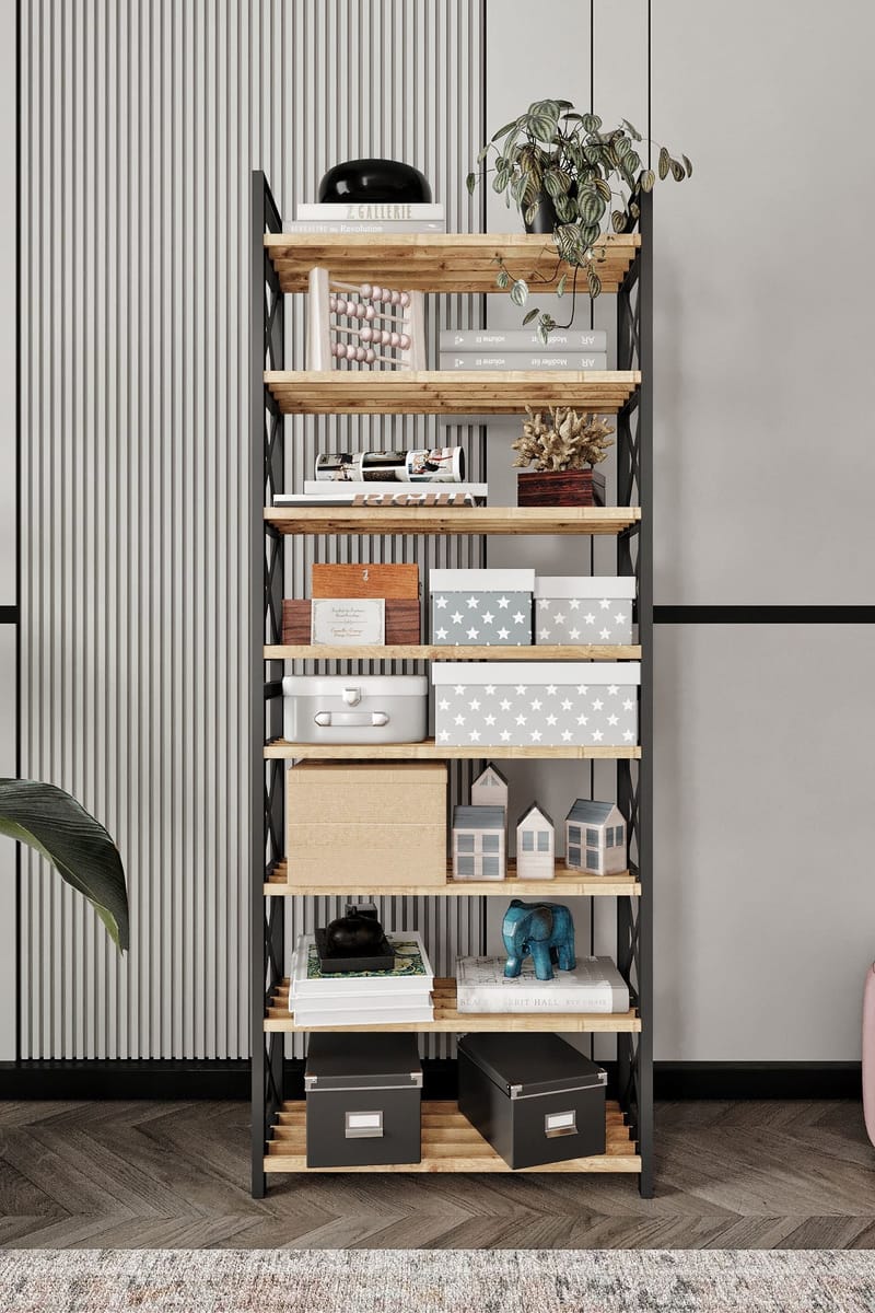 Lekora Multifunksjonshylle 128 cm - Svart - Oppbevaring - Hyller - Hylleplan & hyllekonsoll