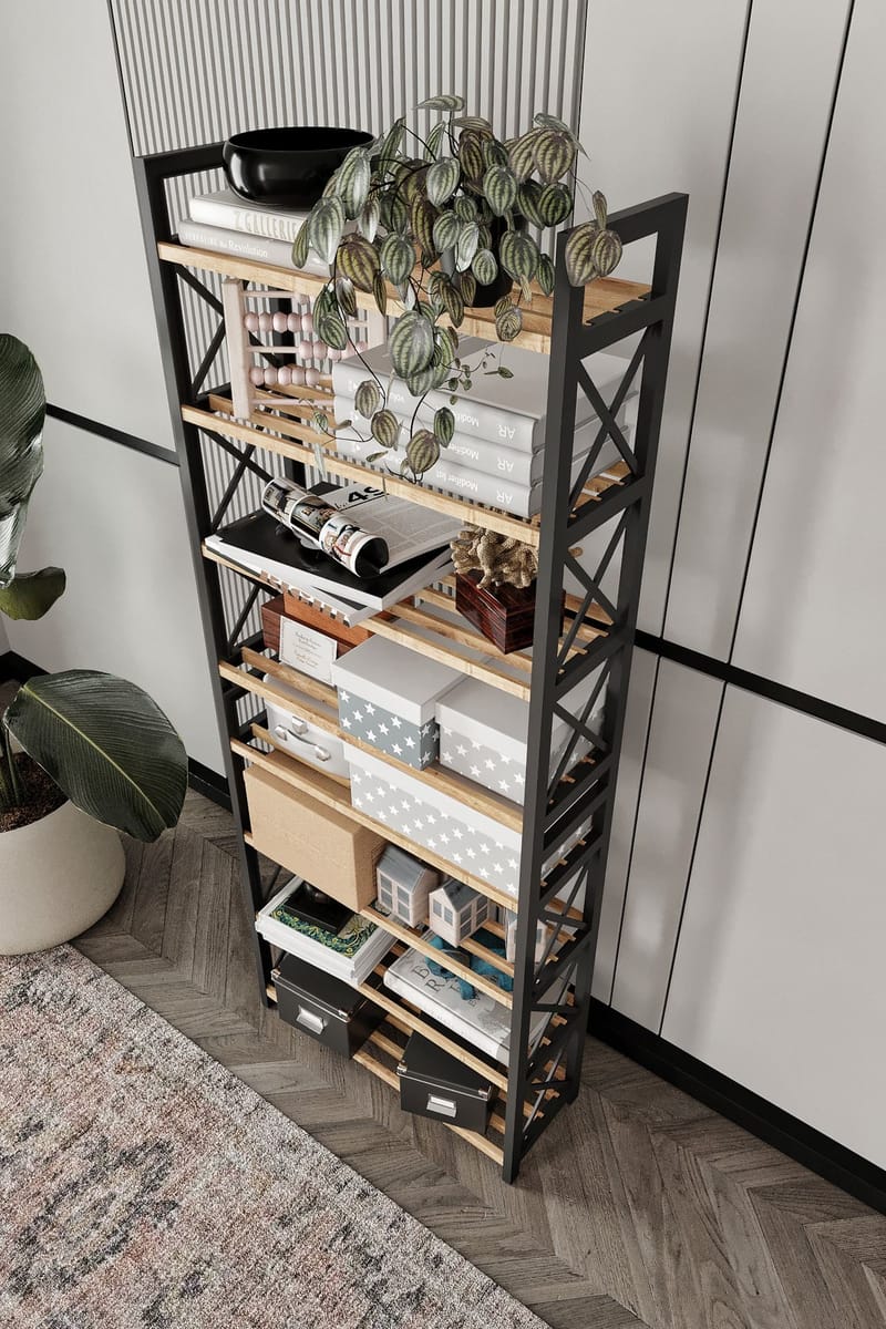 Lekora Multifunksjonshylle 128 cm - Svart - Oppbevaring - Hyller - Hylleplan & hyllekonsoll