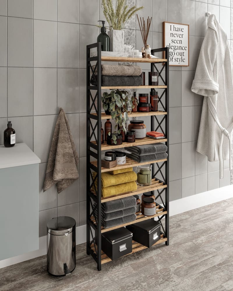 Lekora Multifunksjonshylle 128 cm - Svart - Oppbevaring - Hyller - Hylleplan & hyllekonsoll