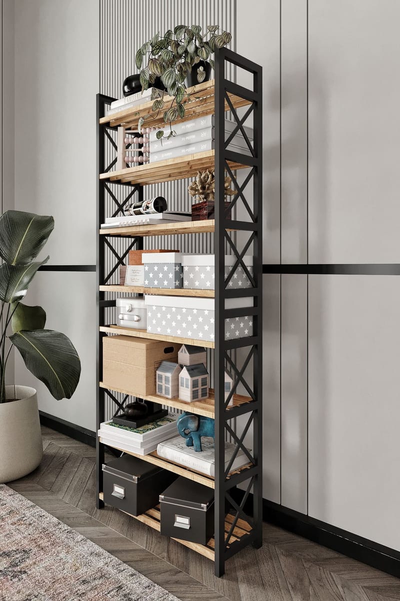 Lekora Multifunksjonshylle 128 cm - Svart - Oppbevaring - Hyller - Hylleplan & hyllekonsoll