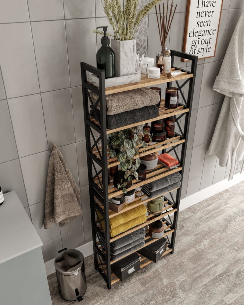 Lekora Multifunksjonshylle 128 cm - Svart - Oppbevaring - Hyller - Hylleplan & hyllekonsoll