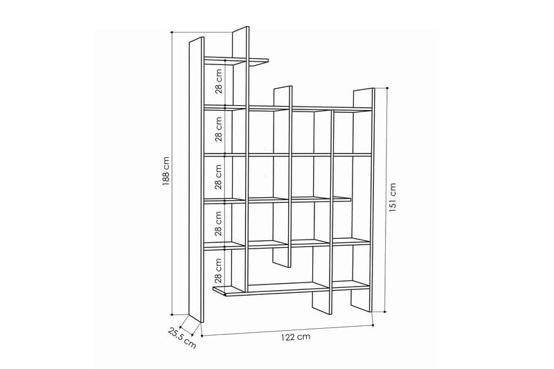 MANCO Bokhylle 122 cm - Brun - Oppbevaring - Hyller - Bokhylle
