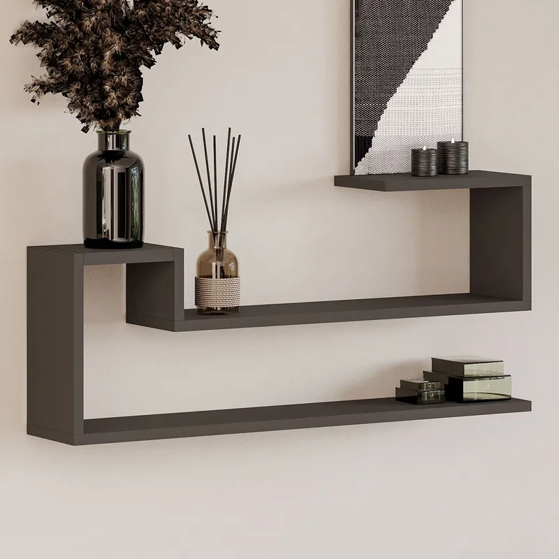 Melto Vegghylle 90x41,2x17 cm - Antrasitt - Oppbevaring - Hyller - Vegghylle