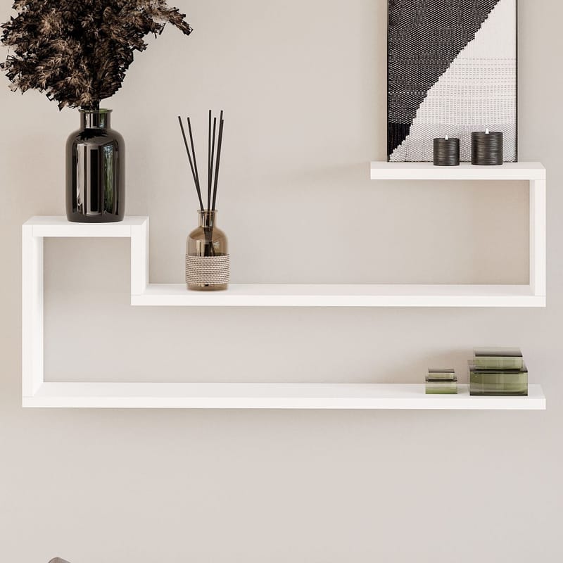 Melto Vegghylle 90x41,2x17 cm - Hvit - Oppbevaring - Hyller - Vegghylle
